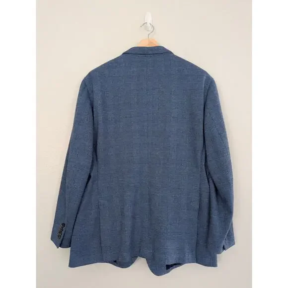 Men's Bonobos Blue Glen Plaid Cotton Blend Sport Coat Blazer Athletic Fit Sz 46R - Picture 3 of 9